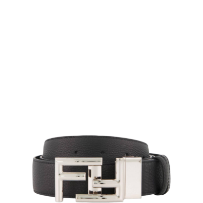 FD'S BLACK LEATHER BELT WITH FD SILUVER BUCKLE 40MM