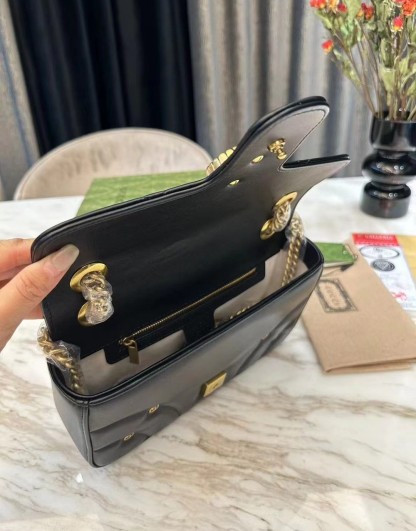 GG GG MARMONT SHOULDER BAG BLACK 23CM 443497 AACPG 1000