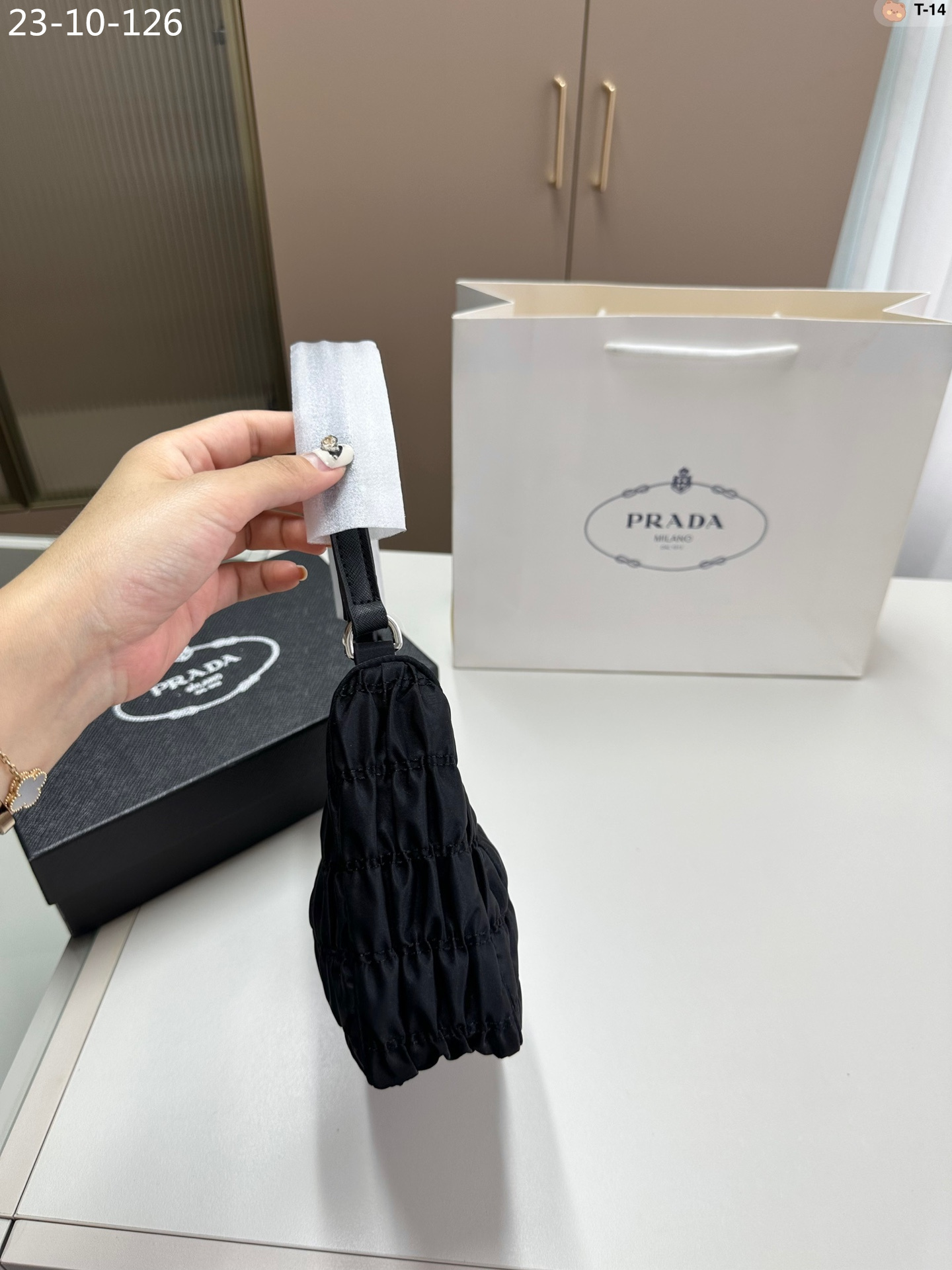 PR MINI BAG NYLON AND SAFFIANO LEATHER BLACK 21CM 1NE204 QR1 F0002