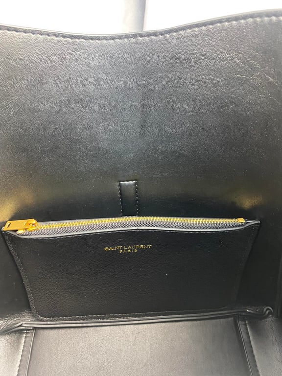 SAINT LAURENT LE 5 A 7 SOFT SMALL HOBO BAG IN SMOOTH LEATHER BLACK