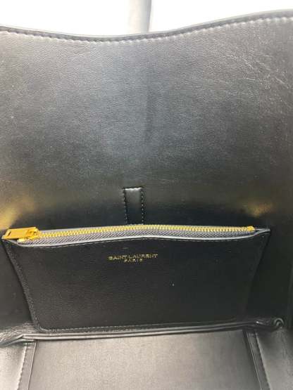 SAINT LAURENT LE 5 A 7 SOFT SMALL HOBO BAG IN SMOOTH LEATHER BLACK