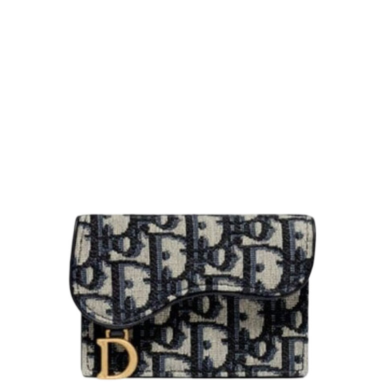 dir SADDLE FLAP CARD HOLDER BLUE OBLIQUE JACQUARD S5611CTZQ_M928