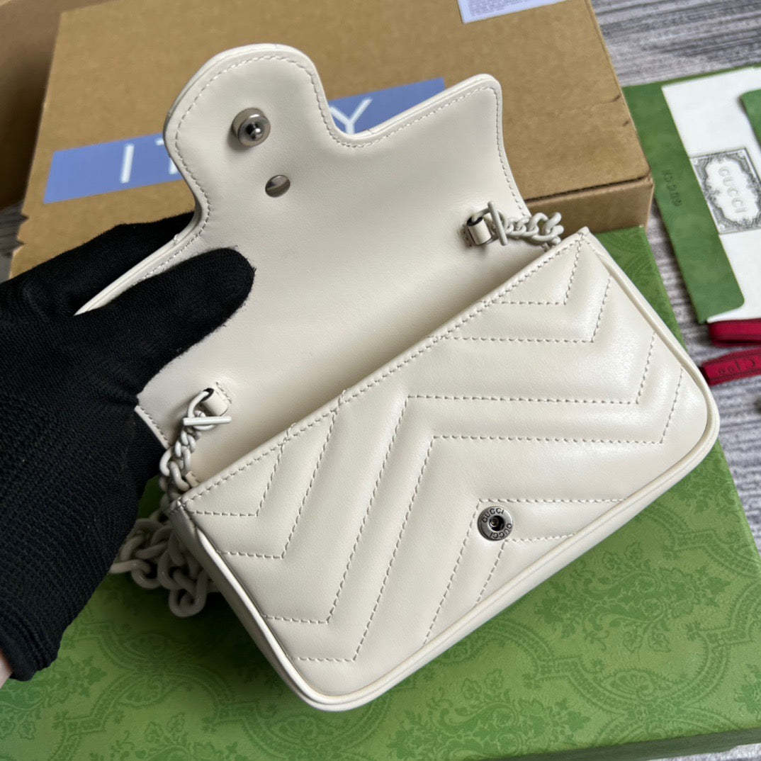 gg Marmont Super Mini Bag White For Women, Women&#8217;s Bags 6.2in/17cm gg
