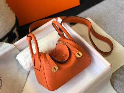 HM Lindy Mini Clemence Bag Orange For Women, Women’s Handbags, Shoulder And Crossbody Bags 7.5in/19cm