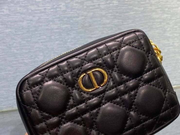 dir SMALL CARO ZIPPED POUCH BLACK CANNAGE LAMBSKIN S5045UNSQ M900