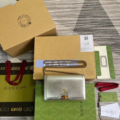 gg Diana Mini Bag With Bamboo Silver For Women, Women&#8217;s Bags 7.5in/19cm gg