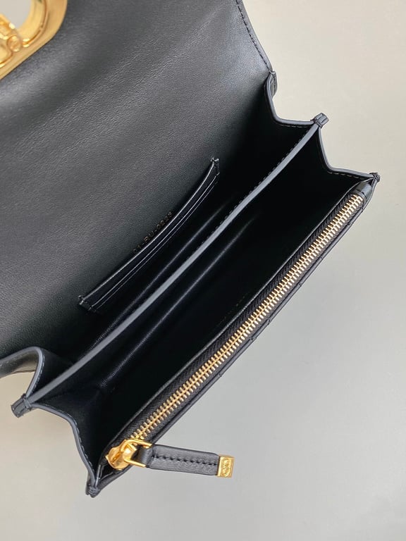 DIR MISS CARO MINI BAG BLACK MACROCANNAGE LAMBSKIN 17CM