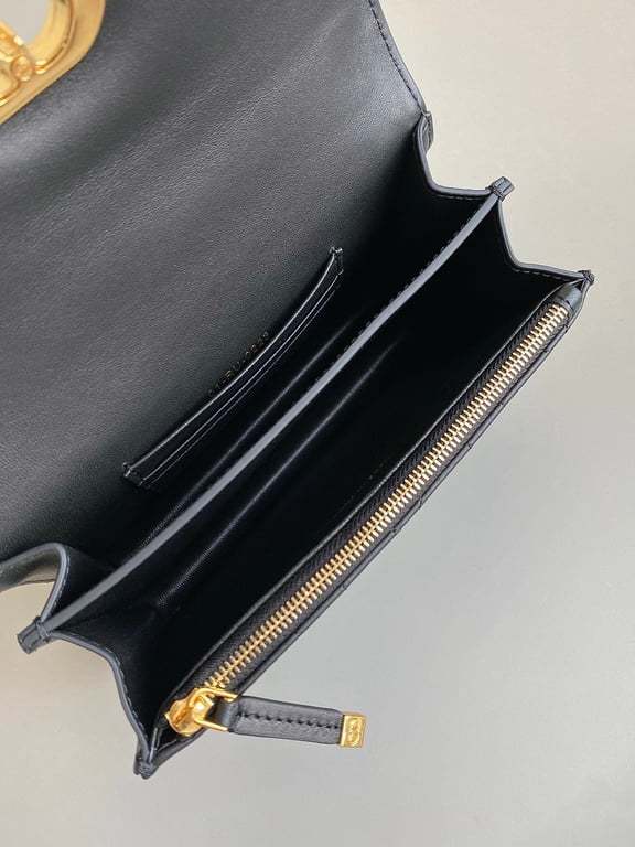 DIR MISS CARO MINI BAG BLACK MACROCANNAGE LAMBSKIN 17CM