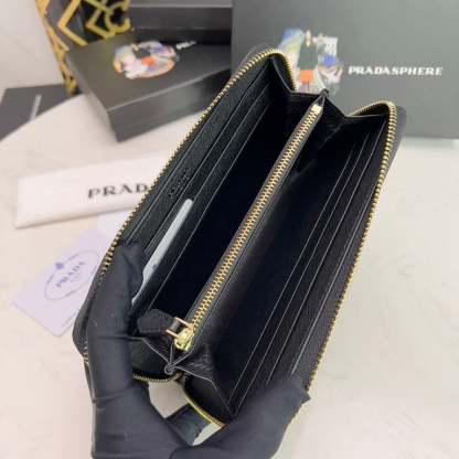 PR LARGE SAFFIANO LEATHER WALLET FULL BLACK 19CM 1ML506 QWA F0505