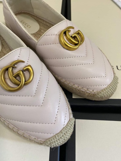 GG WHITE LEATHER ESPADRILLE WITH DOUBLE G