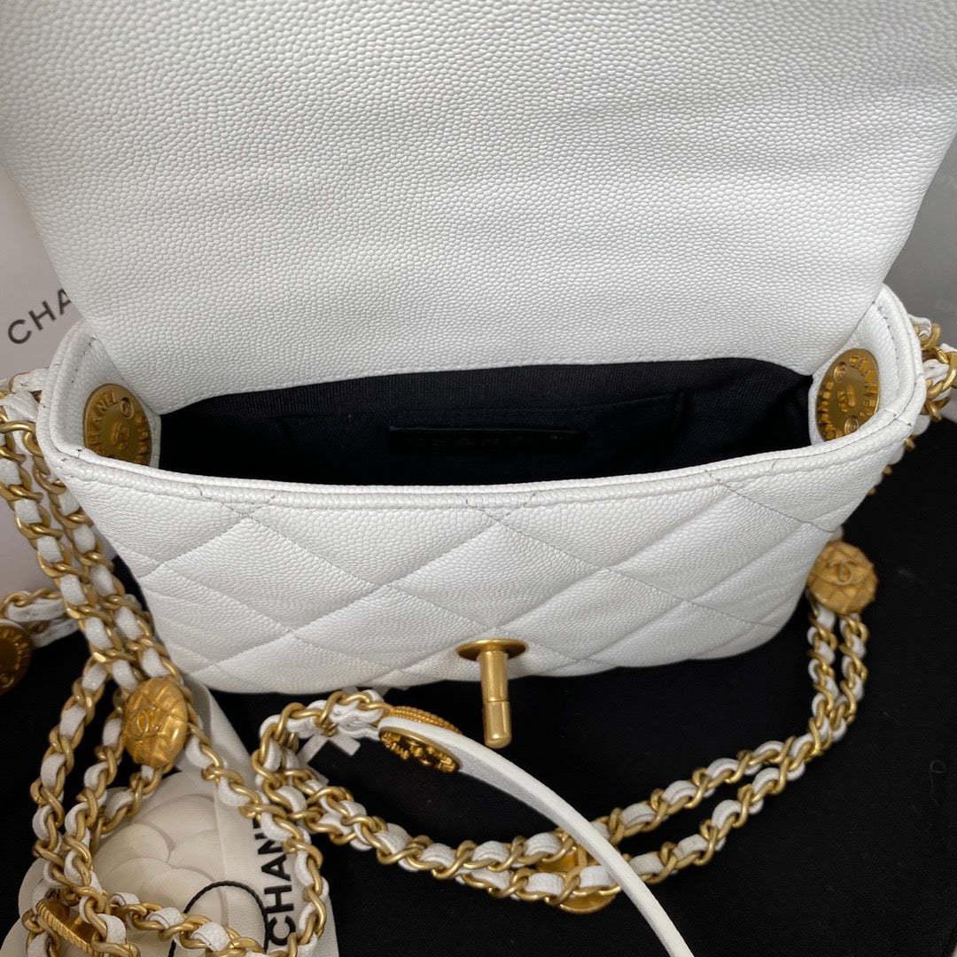 ChanelMini Flap Bag With Top Handle Gold Hardware White For Women, Women&#8217;s Handbags, Shoulder Bags 7.9in/20cm AS2431 