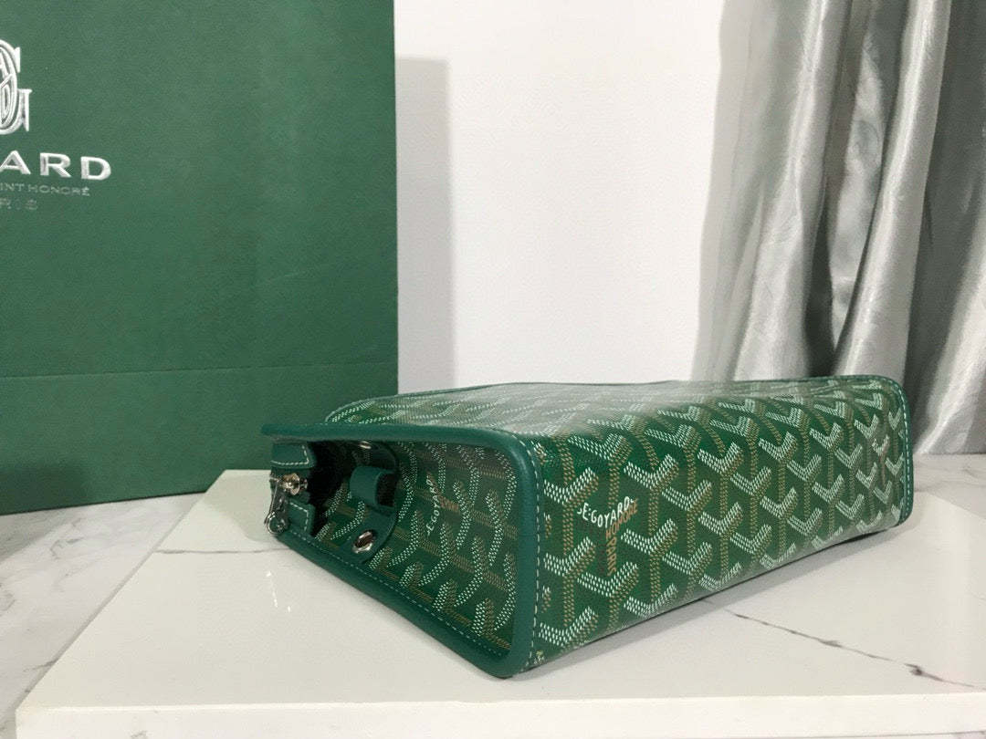 Goyard Jouvence Toiletry Bag Green PVC Fabric With Cowhide