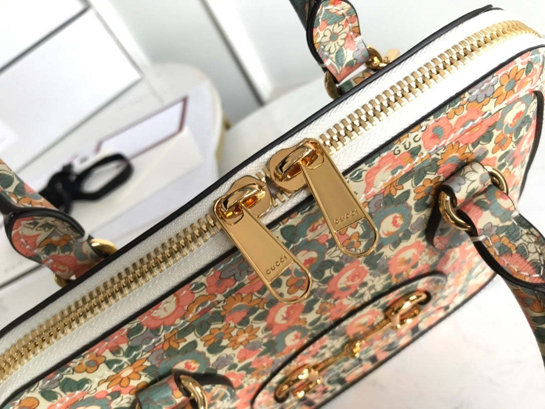 gg Horsebit 1955 Small Top Handle Bag Printing Liberty For Women 10in/25cm gg 620850