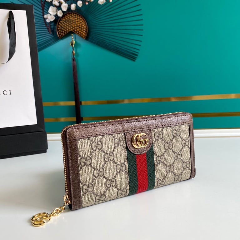 GG OPHIDIA ZIP AROUND WALLET 19.5CM BROWN 523154 96IWG 8745