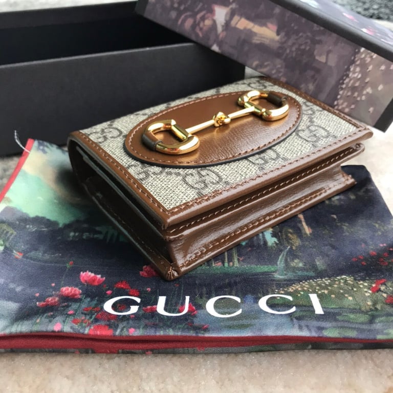 GG HORSEBIT 1955 CARD CASE WALLET 11CM BROWN 621887 92TCG 8563