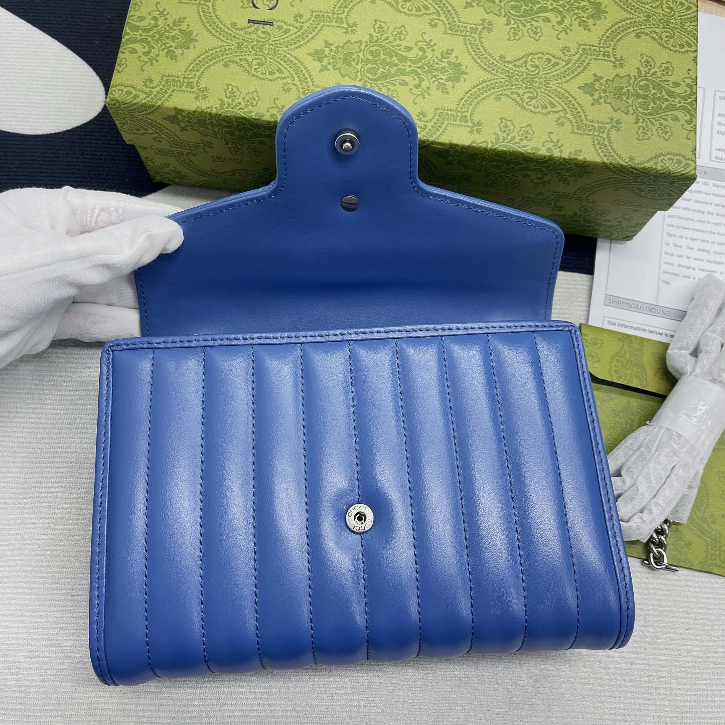 gg Marmont Super Mini Bag Blue For Women, Women’s Bags 6.2in/17cm gg 476433 DTD5F 4340