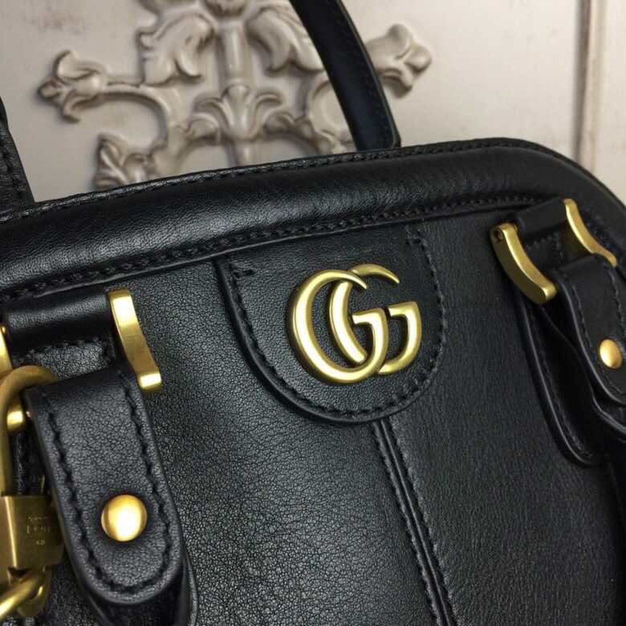 gg Re(Belle) Large Top Handle Bag Black For Women 15.75in/40cm gg