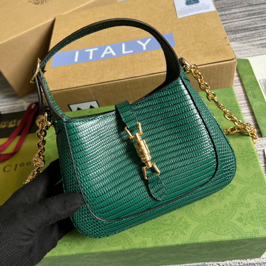 gg Jackie 1961 Lizard Mini Bag Green For Women, Women&#8217;s Bags 7.5in/19cm gg ‎