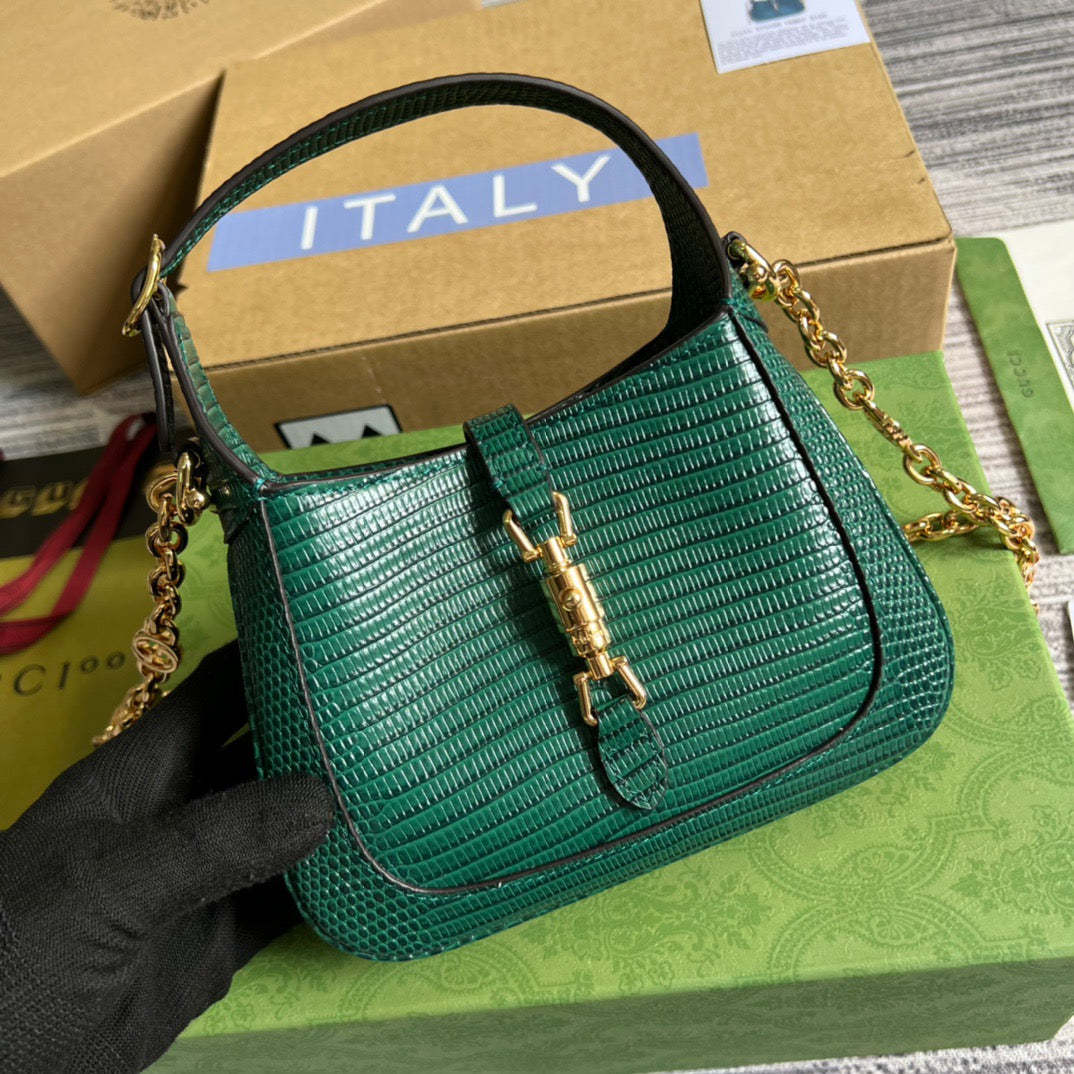 gg Jackie 1961 Lizard Mini Bag Green For Women, Women&#8217;s Bags 7.5in/19cm gg ‎