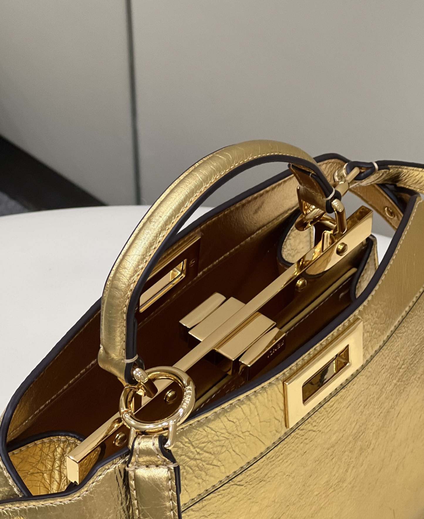 FI Peekaboo Medium Gold Bag For Woman 33cm/13in