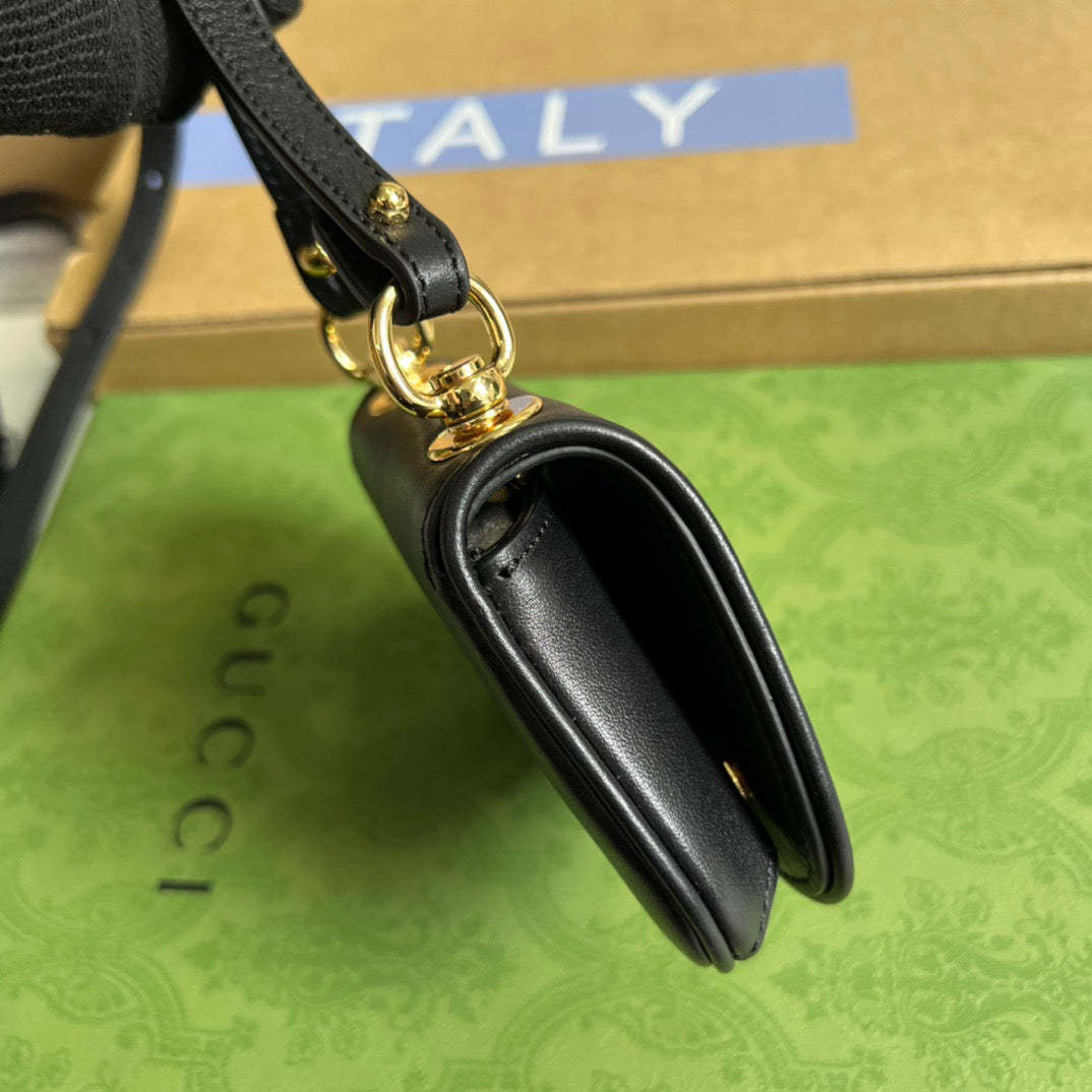 gg Blondie Card Case Wallet Black For Women, Women’s Bags 4.5in/12cm gg ‎698635 UXX0G 1000