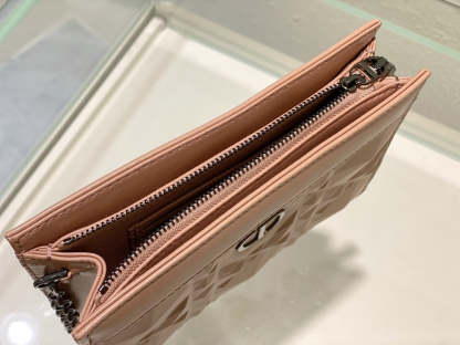 DI Caro Zipped Pouch With Chain Pink, For Women, Women’s Handbags 7.5in/19cm CD