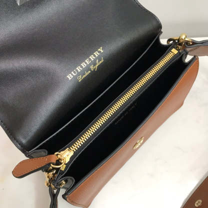 BB Small Bridle House Check And Buckle Crossbody Brown For Women, Bags 7.8in/20cm