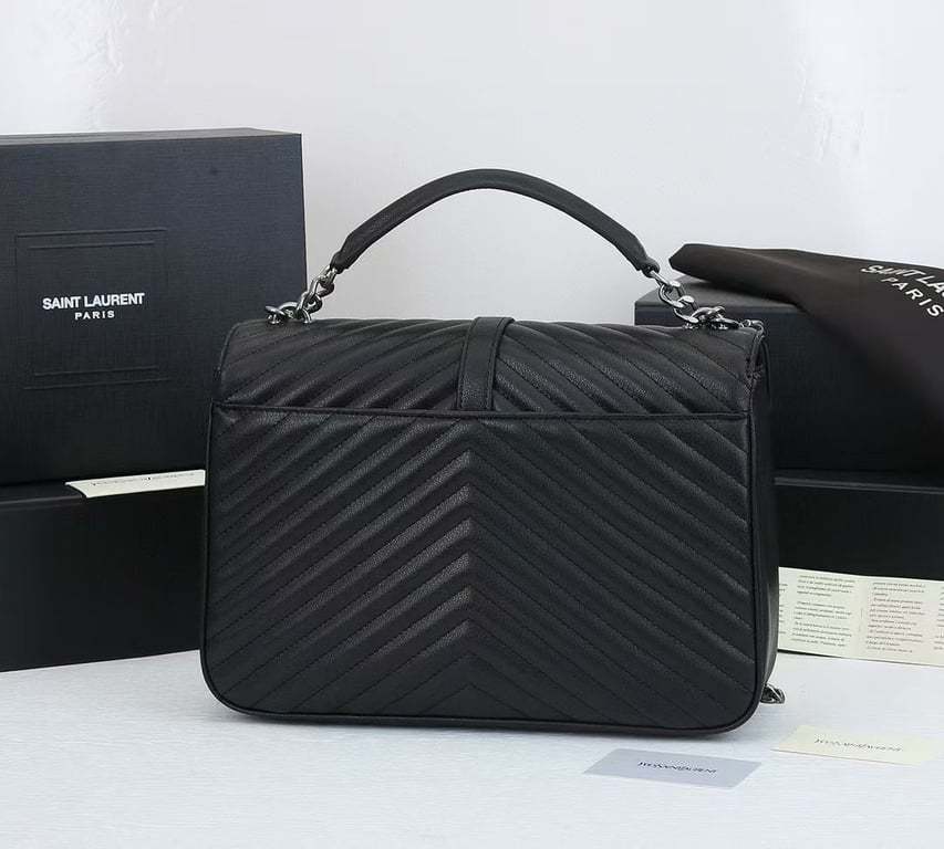 SAINT LAURENT COLLEGE LARGE CHAIN BAG BLACK 32CM