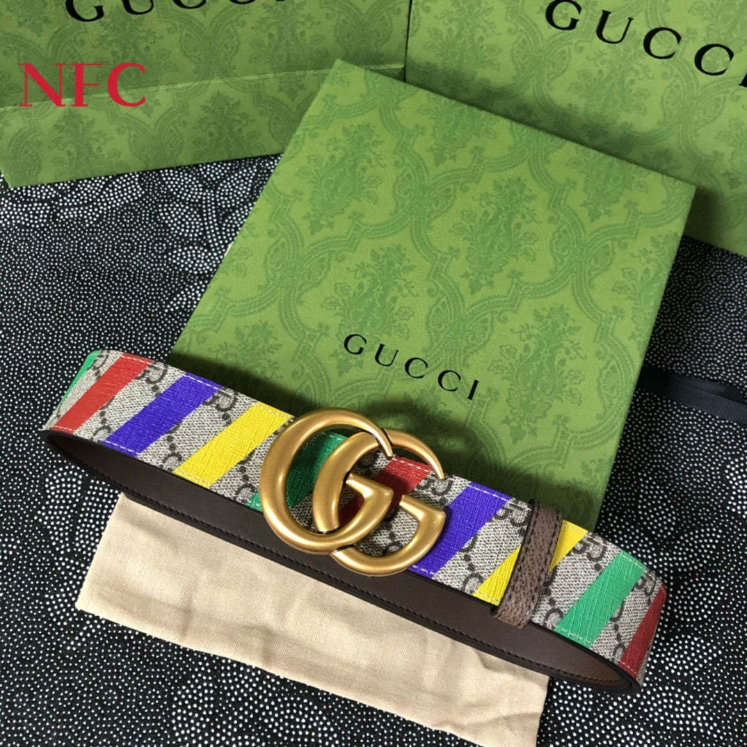 GG DOUBLE G STRIPE PRINT BELT 3.8CM