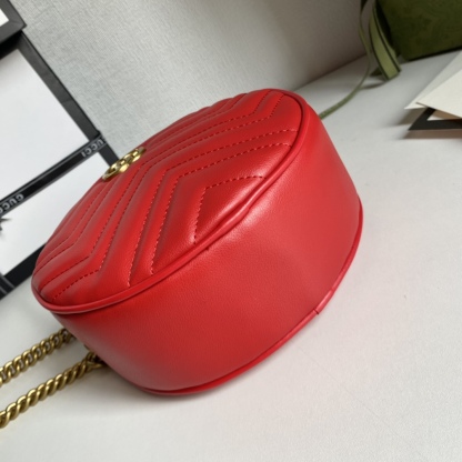 GG MARMONT MINI ROUND SHOULDER BAG RED 550154 0OLET 6438