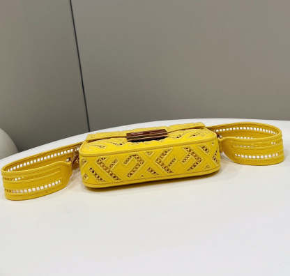 FI Baguette Yellow with Embroidery Small Bag For Woman 21cm/8in
