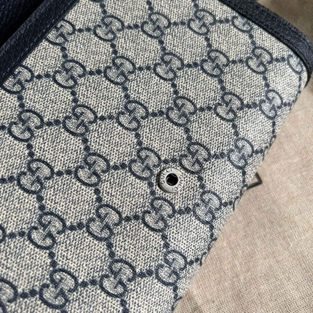 gg Dionysus gg Chain Wallet Beige And Blue Supreme Canvas For Women 8in/20cm 401231 K9GSN 4075