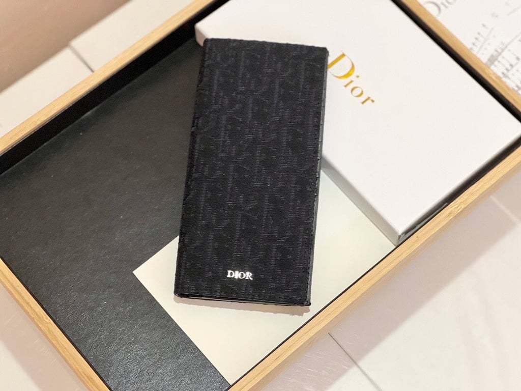 dir LONG BI FOLD CARD HOLDER BLACK OBLIQUE JACQUARD 17.5CM 2ESCH147YSE H03E