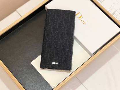 dir LONG BI FOLD CARD HOLDER BLACK OBLIQUE JACQUARD 17.5CM 2ESCH147YSE H03E