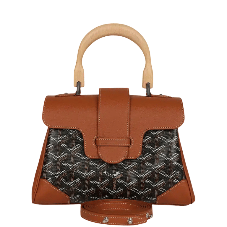 GY SAIGON SOUPLE MINI BAG GYINE CANVAS BLACK AND BEIGE 25CM