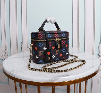 LV Vanity PM Bag Game On Monogram Canvas Black By Nicolas Ghesquiere For Women, Women’s Handbags, Shoulder And Crossbody 7.5in/19cm LV M57482