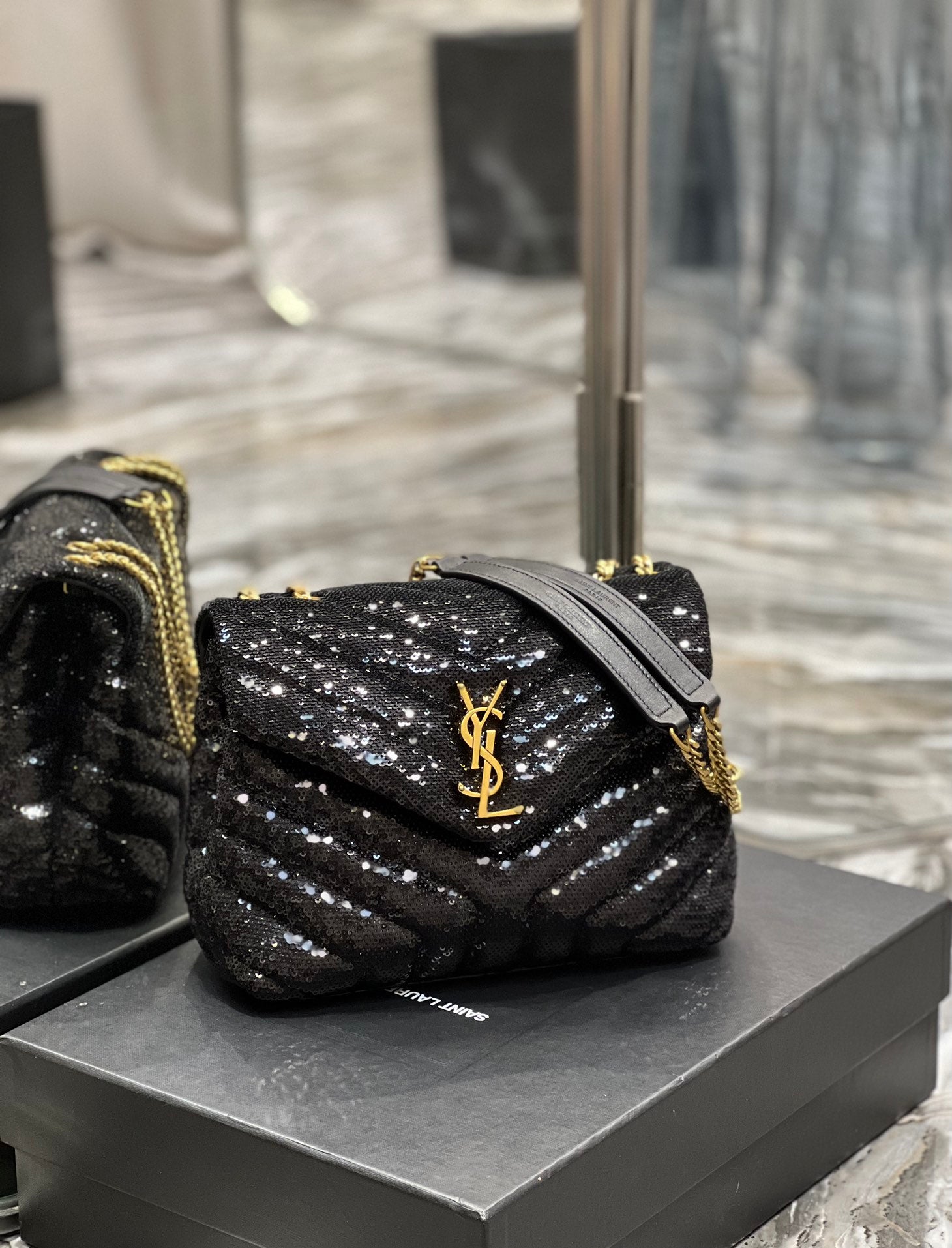 YSSL Loulou Small Chain Bag Black For Women, Women’s Bags 9in/23cm YSL 494699FAAER1000
