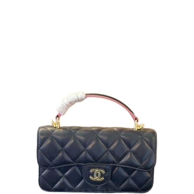 CHL MINI FLAP BAG WITH TOP HANDLE 19CM BLACK AS2431