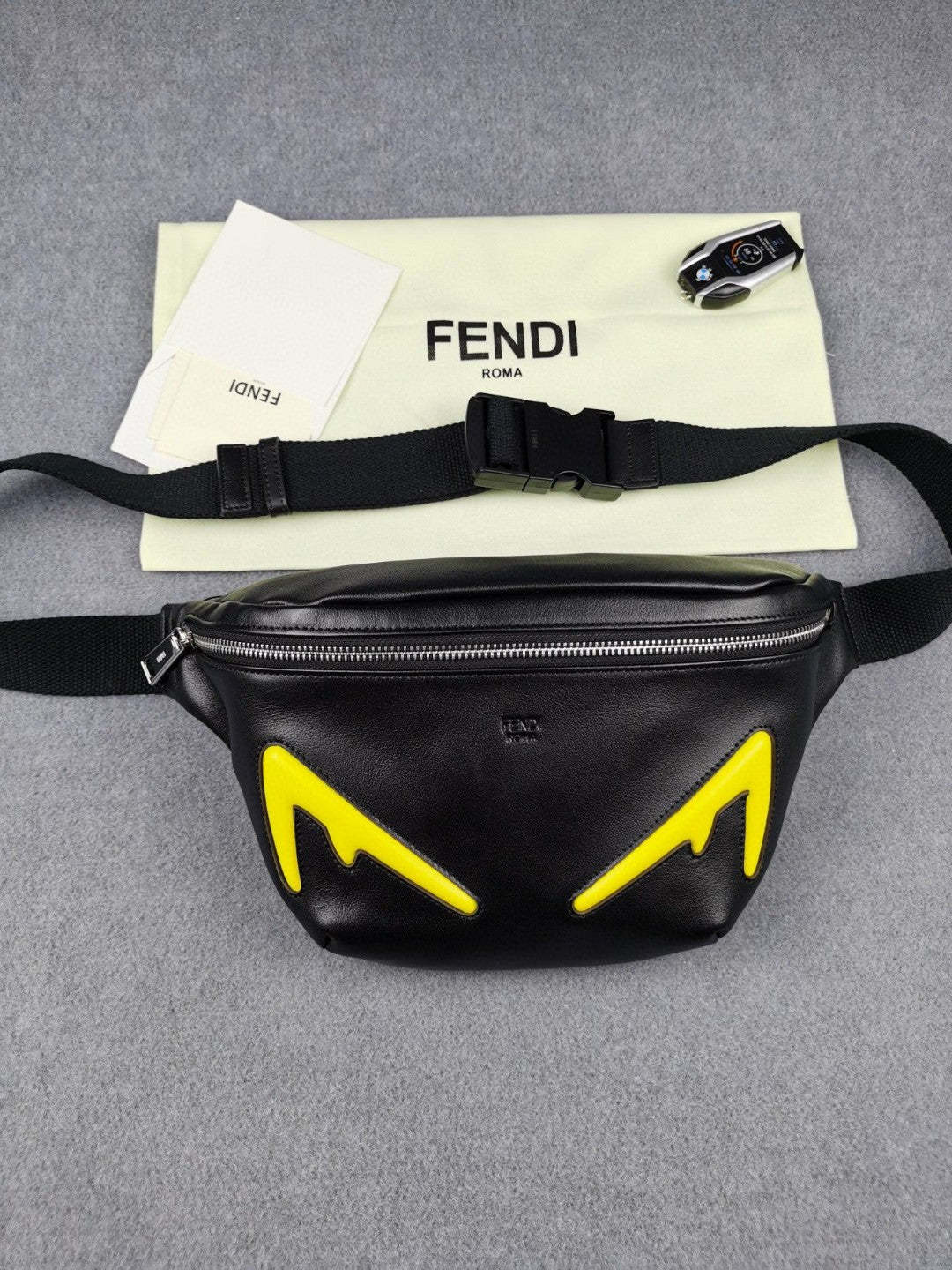 FI Little Monster Belt Bag Black/Yellow For Men, Men’s Bags 7.9in/20cm FF