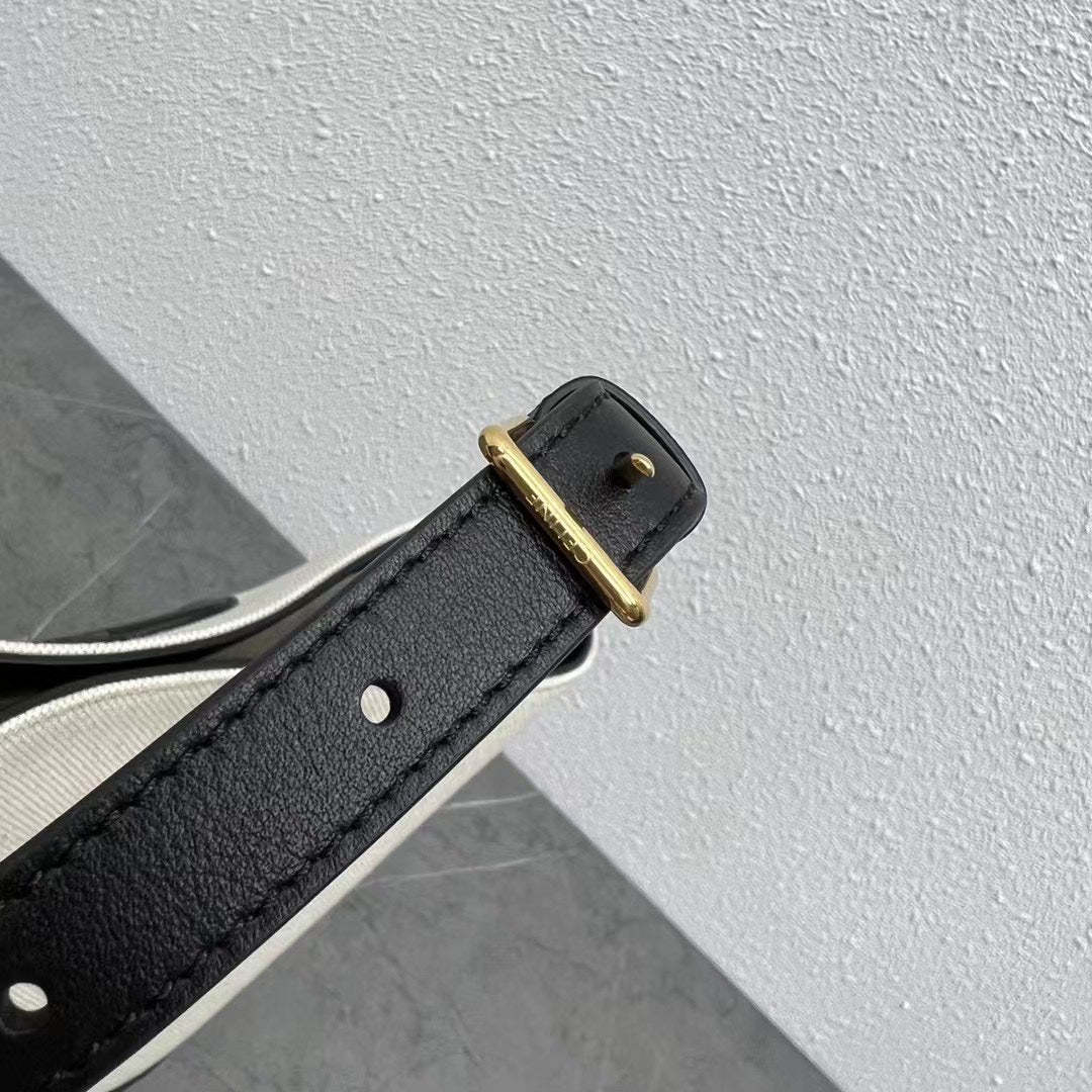 CE Small Bucket Cuir Triomphe In Textile Natural / Black For Women 9in/22cm