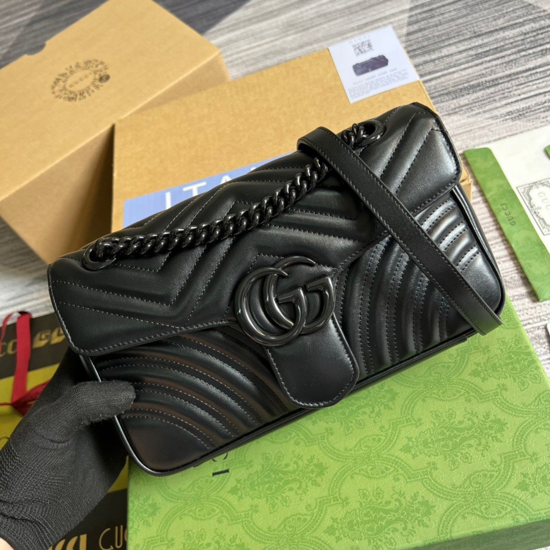 gg Marmont Small Matelasse Shoulder Bag Black For Women, Women’s Bags 10in/25cm gg