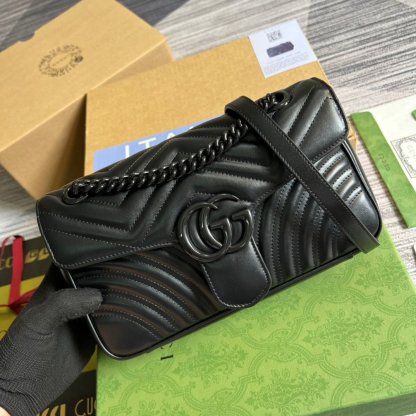 gg Marmont Small Matelasse Shoulder Bag Black For Women, Women’s Bags 10in/25cm gg