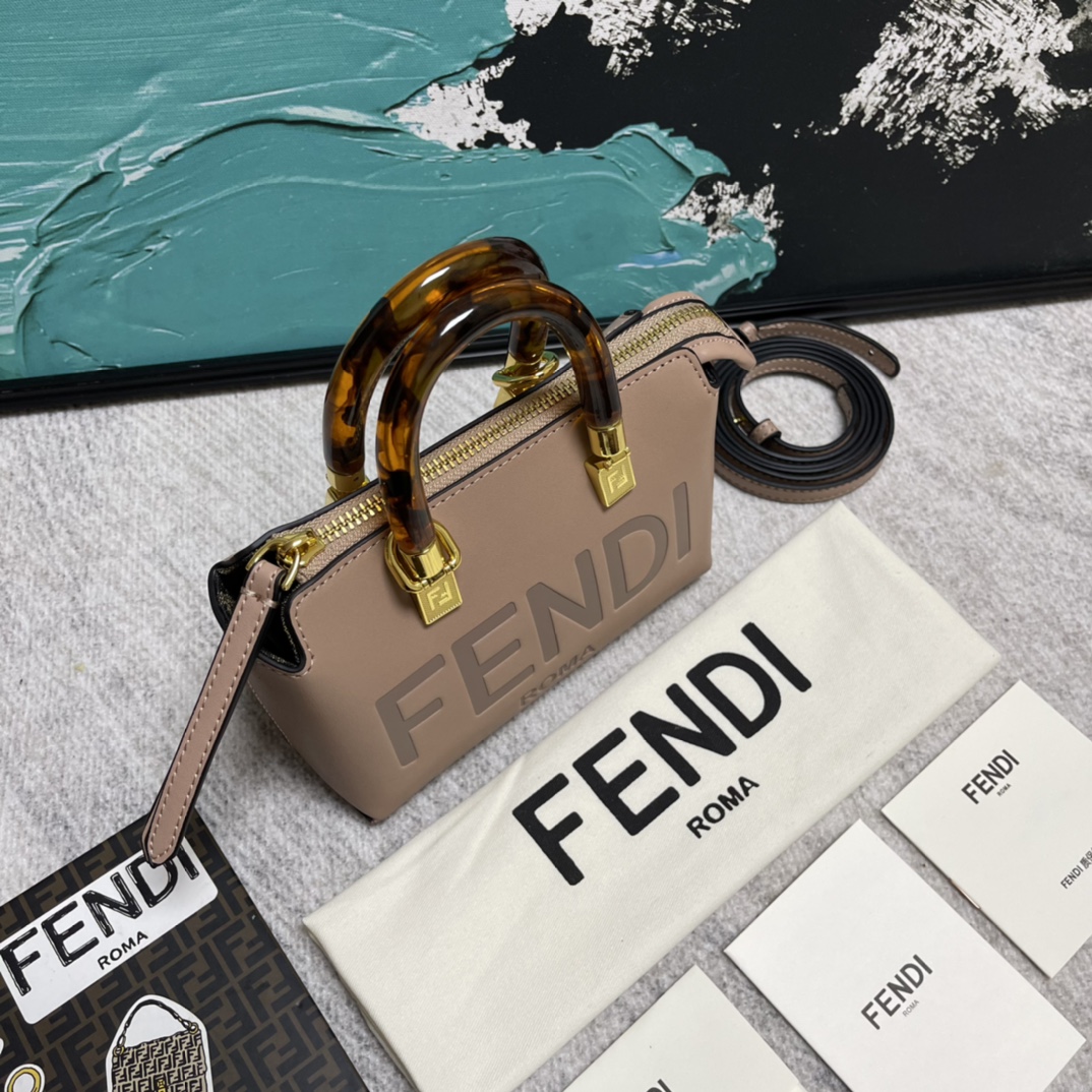 FD BY THE WAY MINI SMALL BOSTON BAG BEIGE 18CM 8BS067ABVLF0E65