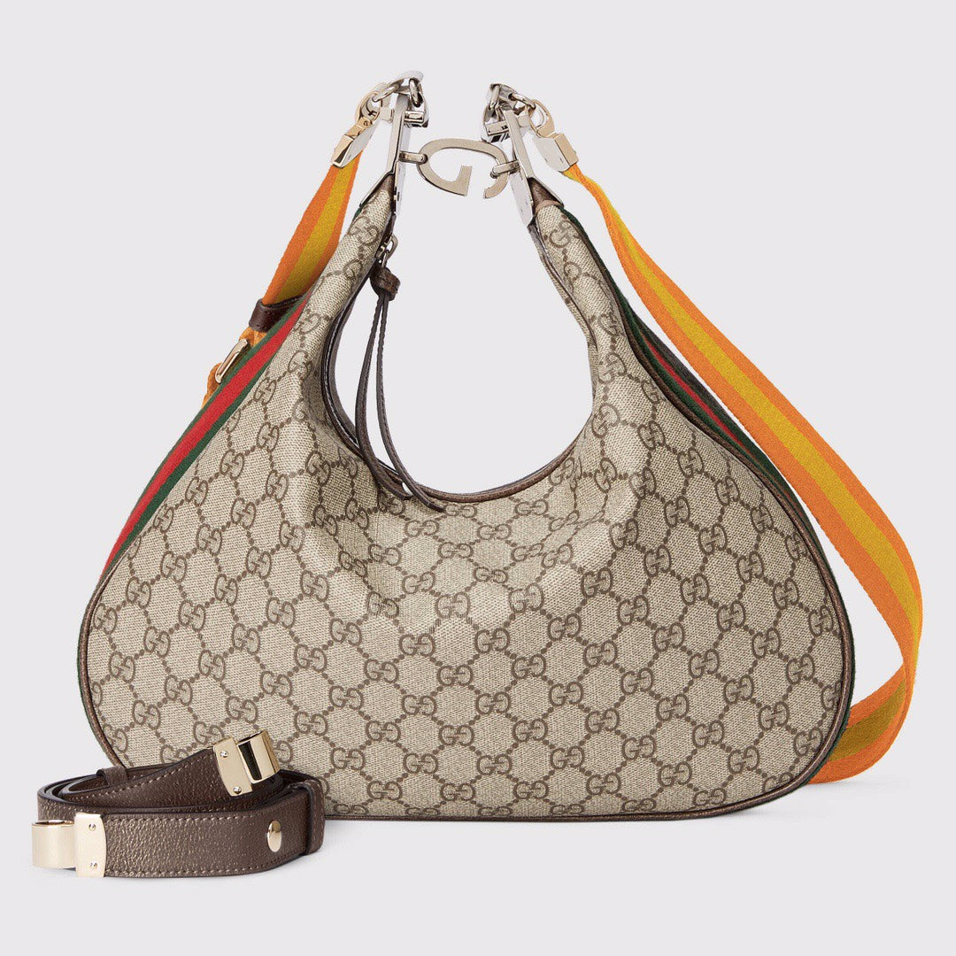 gg Atache Large Shoulder Bag Beige And Multicolor For Women, Women’s Bags 13.8in/35cm gg‎ ‎‎‎702823 96GRN 4091