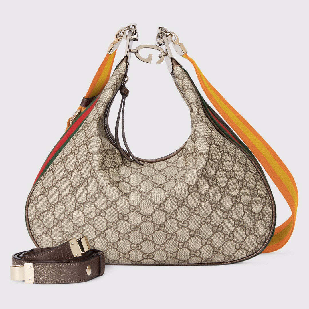 gg Atache Large Shoulder Bag Beige And Multicolor For Women, Women’s Bags 13.8in/35cm gg‎ ‎‎‎702823 96GRN 4091