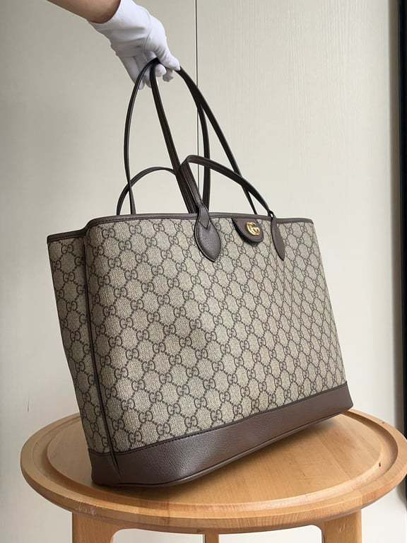 GG OPHIDIA MEDIUM GG CANVAS TOTE BAG BROWN 40CM 739730