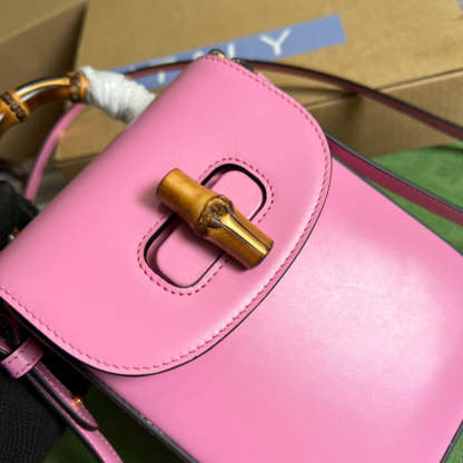 gg Bamboo Mini Handbag Pink For Women, Women&#8217;s Bags 6.2in/16cm gg 702106 UZY0T 5814
