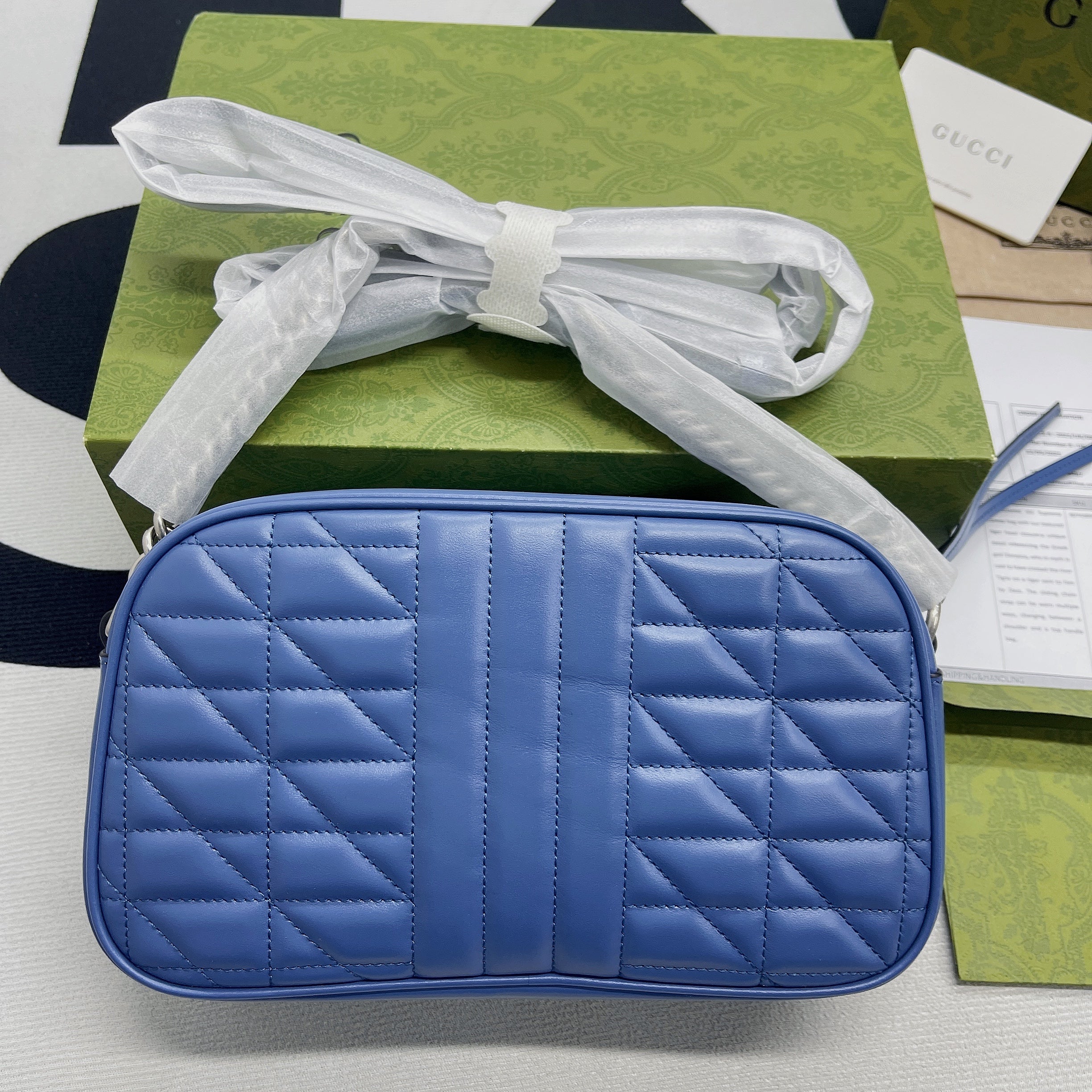 gg Marmont Matelasse Shoulder Bag Blue For Women, Women&#8217;s Bags 9.5in/24cm gg 634936 UM8BF 4340