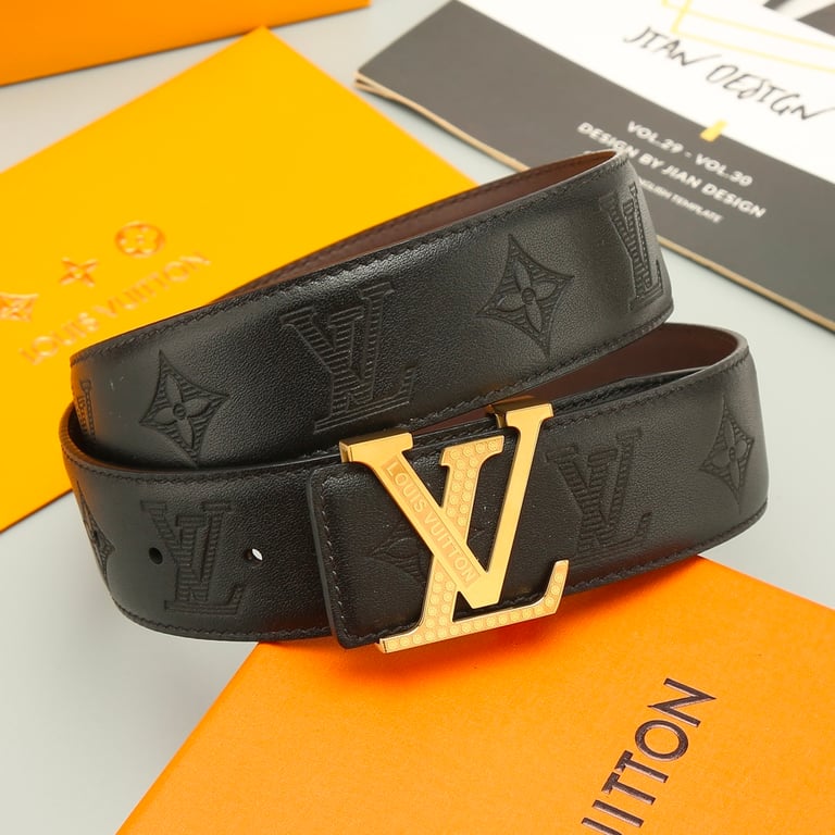 LUV ICONIC BLACK BELT GOLD BUCKLE 4.0CM