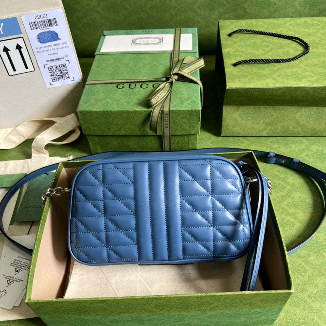 gg Marmont Matelasse Shoulder Bag Blue For Women, Women&#8217;s Bags 9.5in/24cm gg 634936 UM8BF 4340